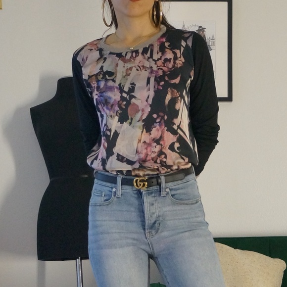 Forever 21 Multicolor  Silky Long Sleeve Top Size S - Picture 2 of 7